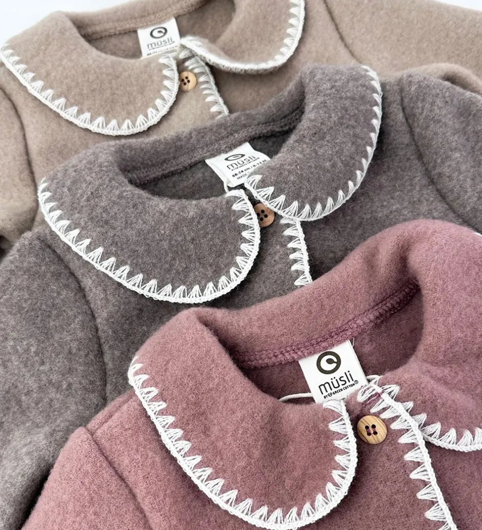 Børn Müsli Cardigan - Uldfleece - Brown Melange