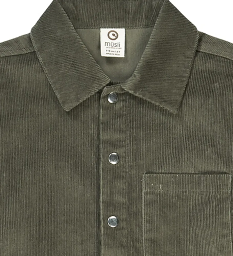 Børn Müsli Skjorte - Fløjl - Deep Green