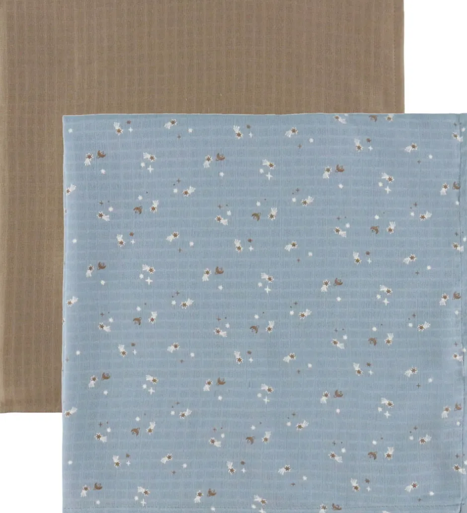 Stofbleer|Pusletid*Müsli Stofbleer - 2-pak - 75x75 - Stars - Jasmin Blue/Balsam Cre