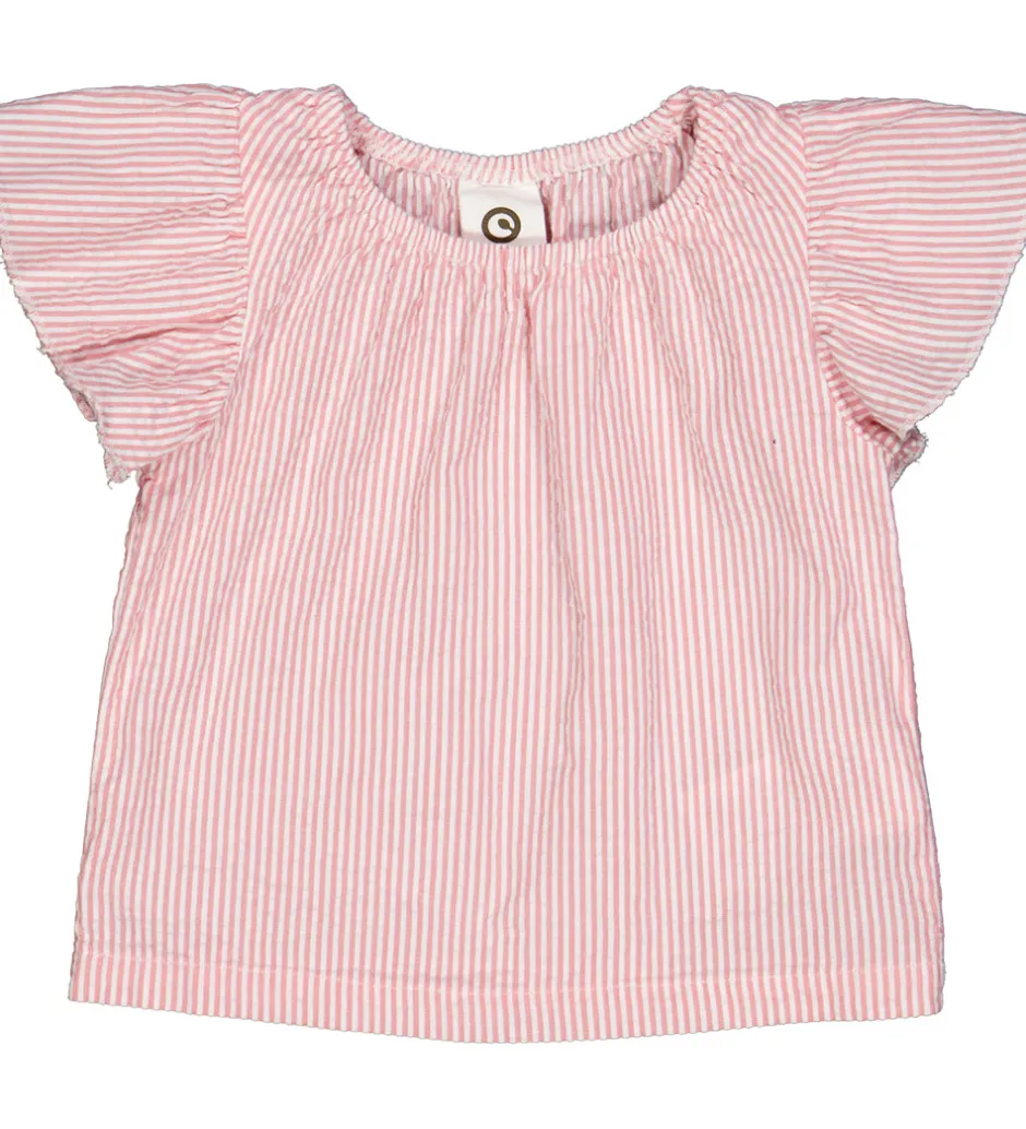 Børn Müsli Top - Seersucker - Frill - Balsam Cream/Bubblegum