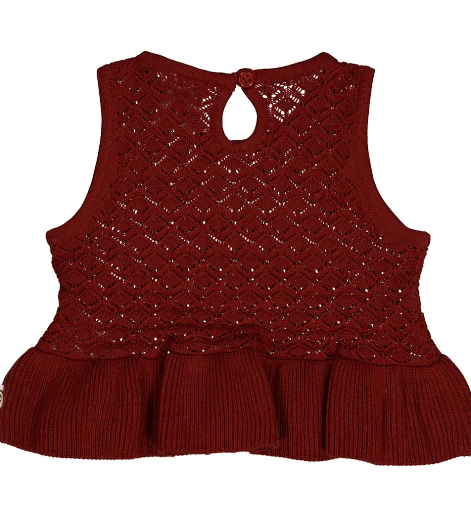 Børn Müsli Vest - Knit Scallop - Russet m. Hulmønster