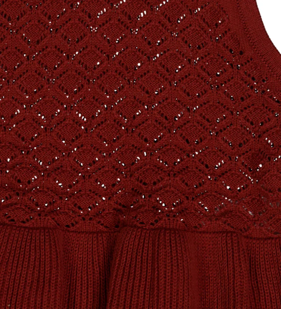 Børn Müsli Vest - Knit Scallop - Russet m. Hulmønster