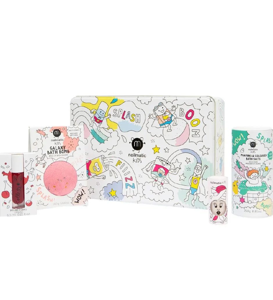 Bath Bombs*Nailmatic Badesæt - Box m. Badebombe, Neglelak, Lipgloss, Badesa
