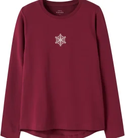 Juletøj|Bluser*Name It Bluse - NkfVix - Burgundy/Snowflake