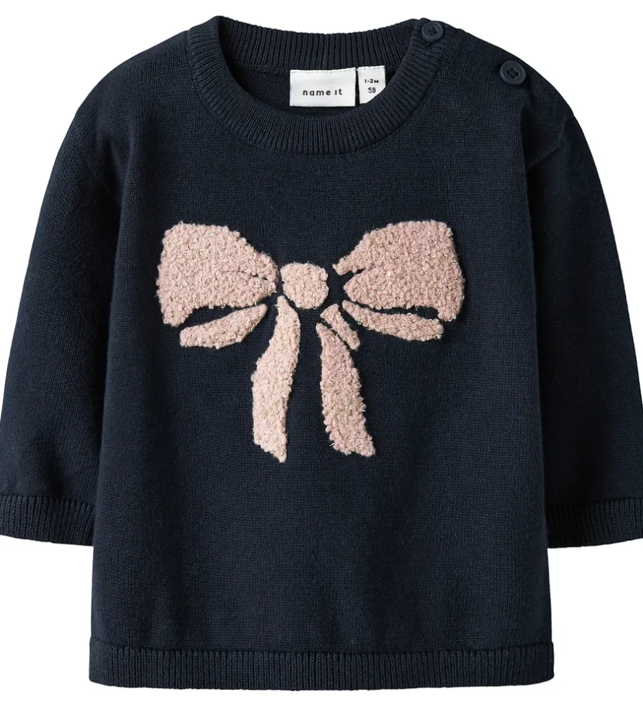 Børn Name It Bluse - Strik - NbfRebow - Navy Blazer m. Sløjfe