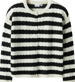 Børn Name It Cardigan - NkfSylvea - Strik - Cloud Dancer/w.Black Stri