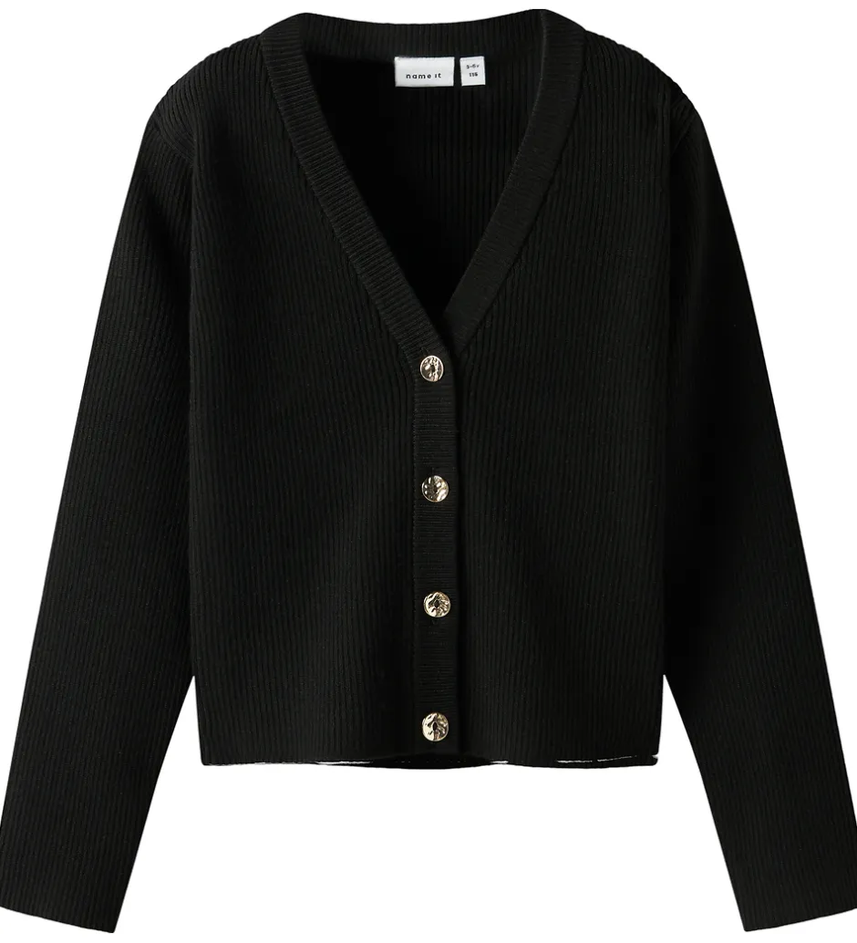 Striktrøjer*Name It Cardigan - Strik - Rib - NkfLarenLise - Sort