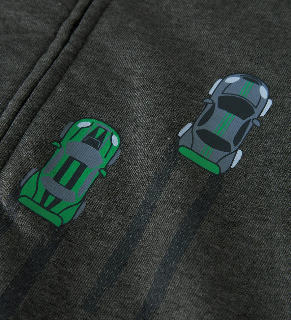 Cardigans*Name It Cardigan m. Hætte - NmmVoltinus - Dark Grey Melange/Cars