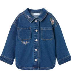 Overgangsjakker*Name It Denimjakke - NmfKara - Dark Blue Denim/Flower