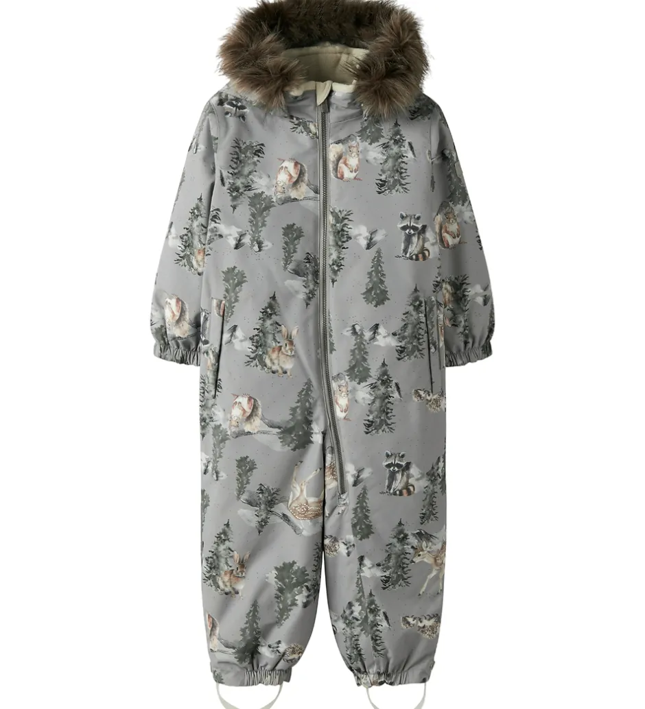 Børn Name It Flyverdragt - NmnSnow10 - Ultimate Grey/Woodland
