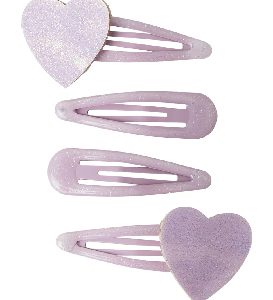 Hårspænder|Hårpynt*Name It Hårspænder - 4-pak - NmfRosa - Keepsake Lilac/HEARTS