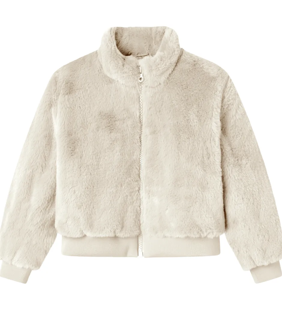 Fleece*Name It Jakke - Imiteret Pels - NkfMila - Moonbeam