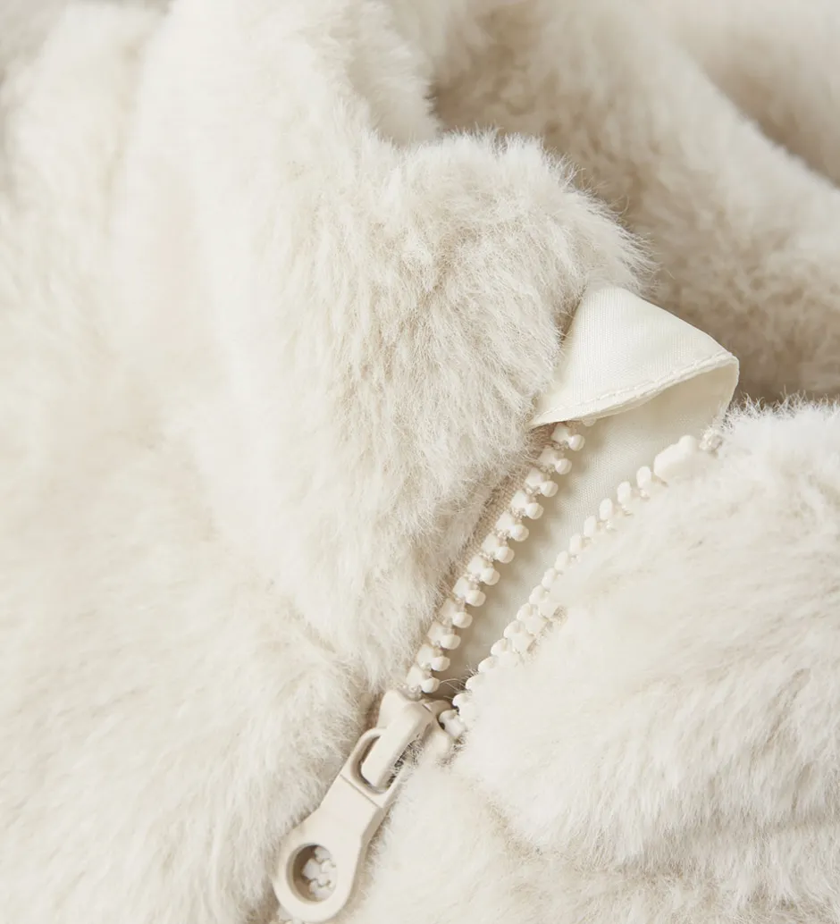 Fleece*Name It Jakke - Imiteret Pels - NkfMila - Moonbeam
