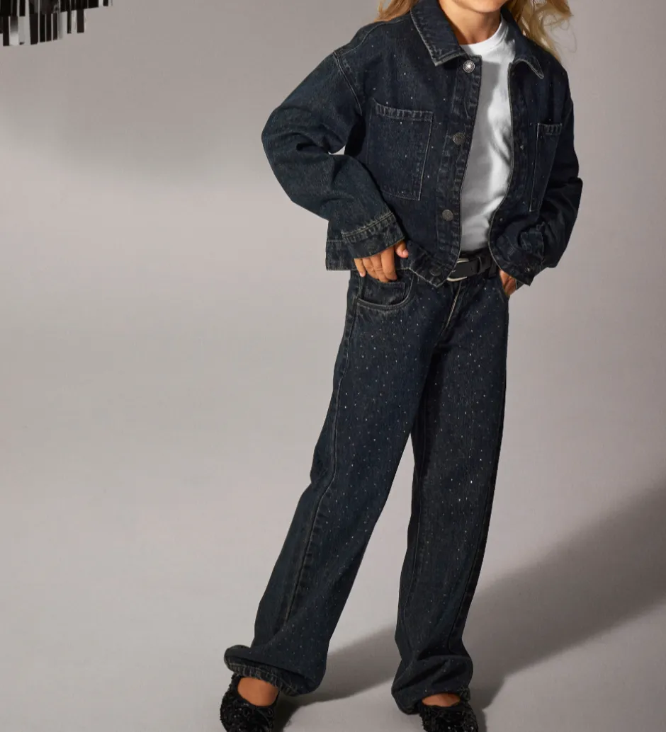 Bukser Og Jeans|Pigetøj*Name It Jeans - NkfRose - Dark Midnight Denim m. Rhinsten