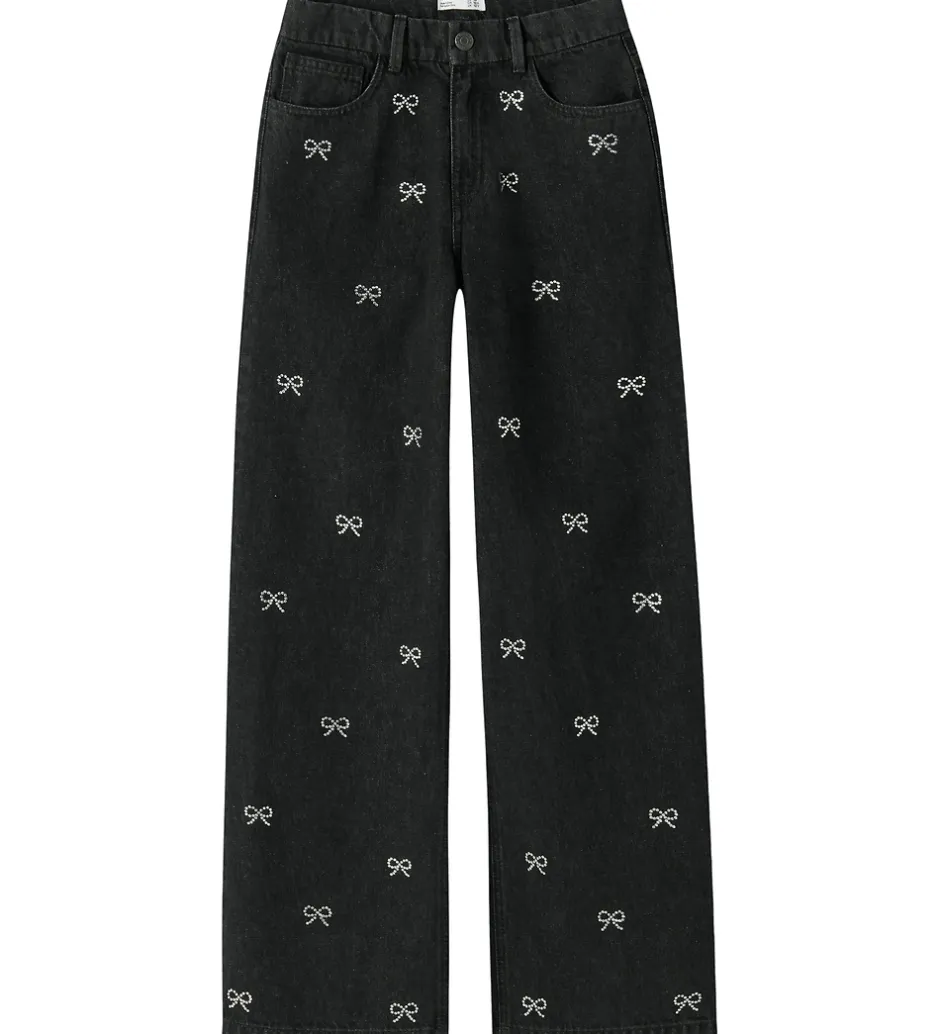 Børn Name It Jeans - NkfRose - Dark Grey Denim m. Sløjfer