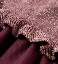 Kjoler|Juletøj*Name It Kjole - Strik - NmfRefraja - Burgundy m. Glimmer/Tyl