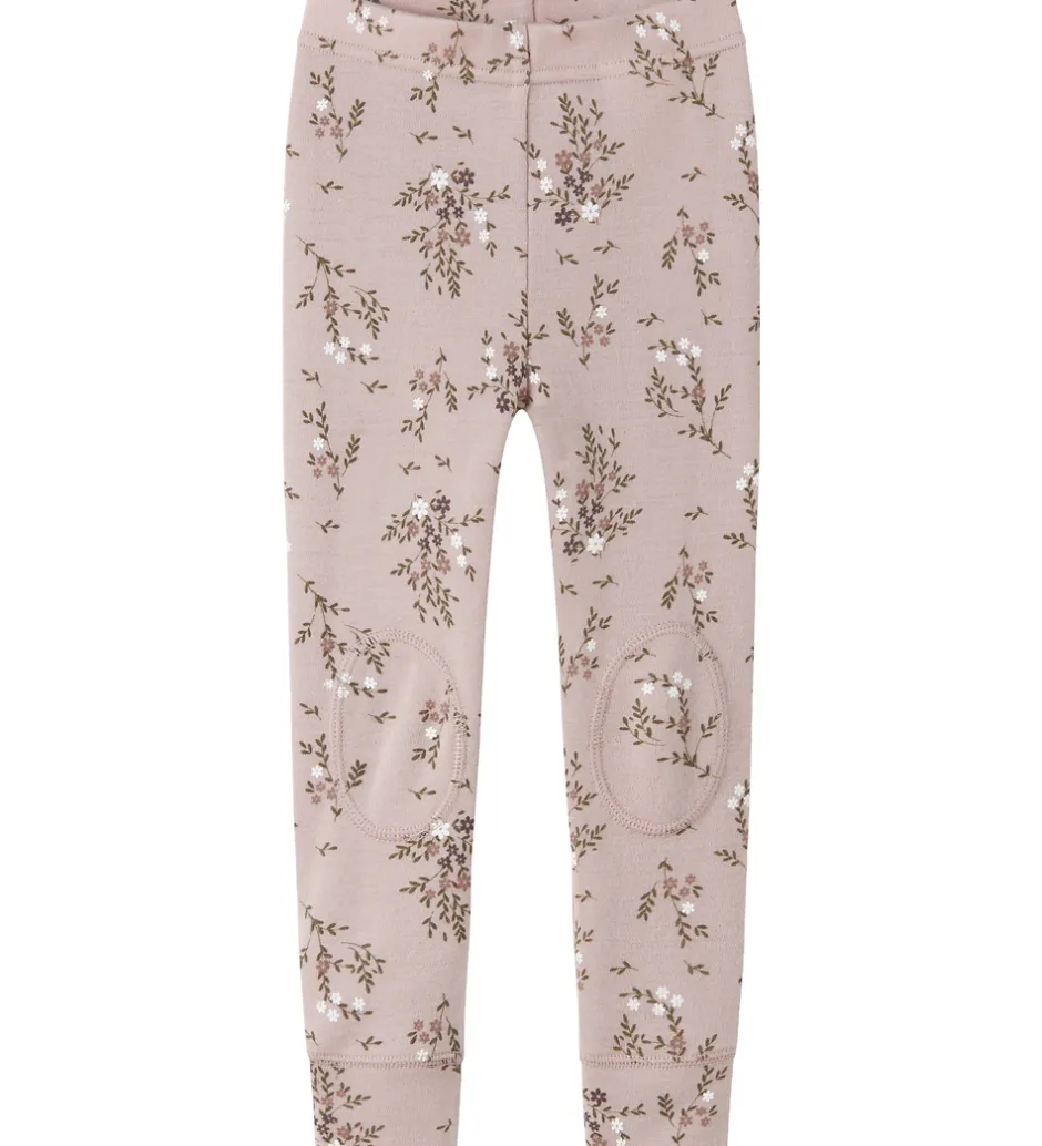 Børn Name It Leggings - Uld - NmfWillow - Shadow Gray/Long flowers