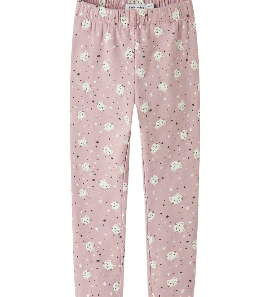 Børn Name It Leggins - NmfDavina - AOP - Keepsake Lilac/Yin Yang Cats