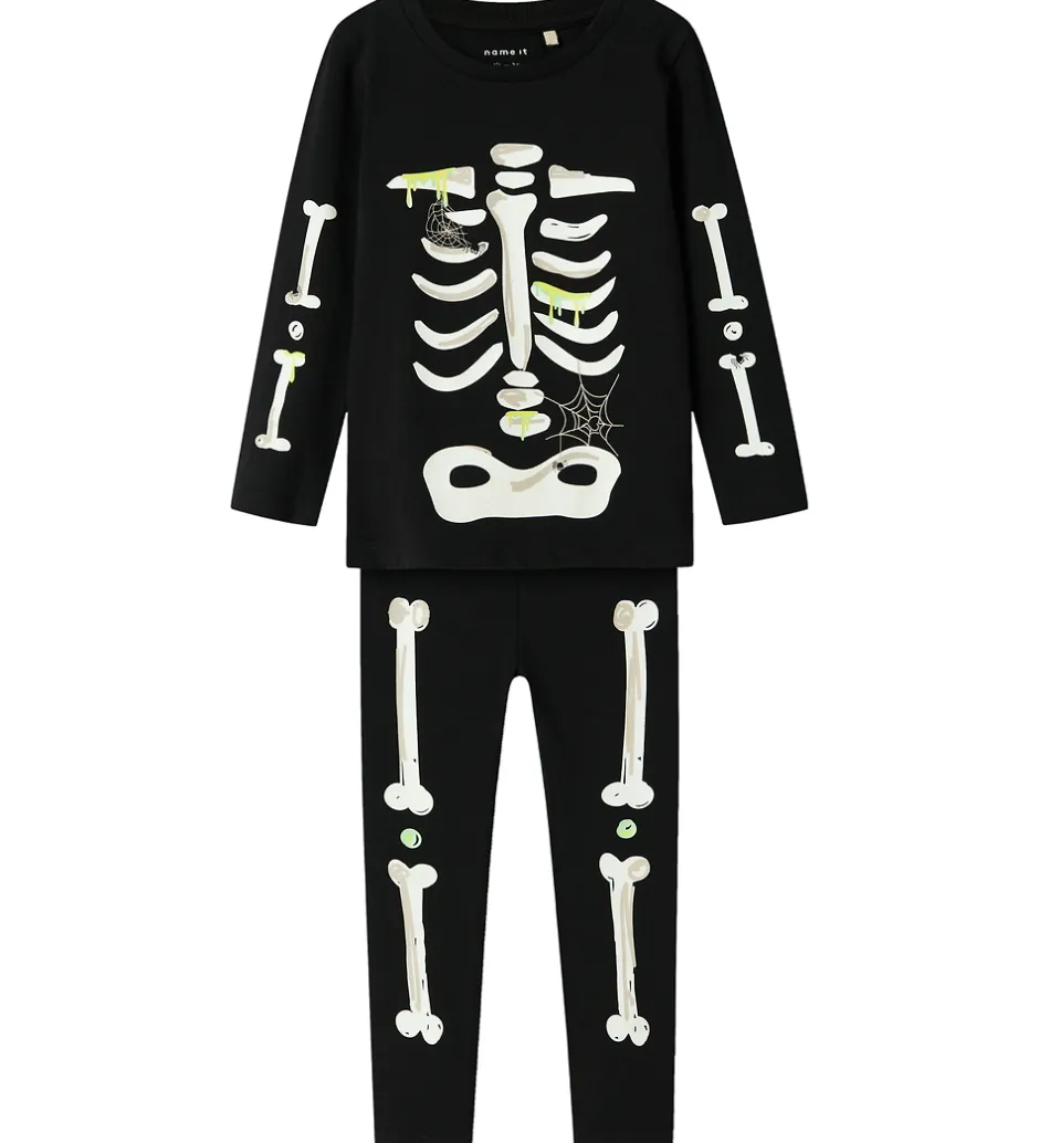 Halloween*Name It Nattøj - 2-delt - Glow - NmnOwen - Sort/Lemonade