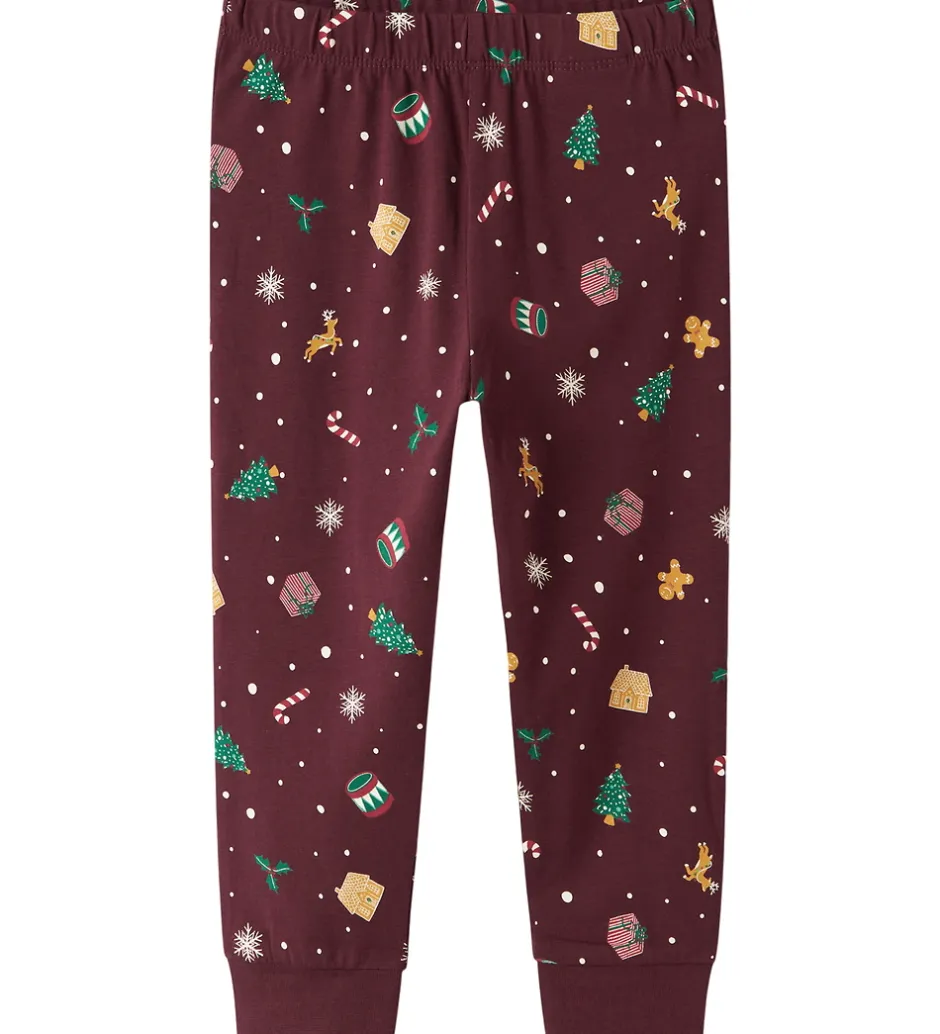 Børn Name It Nattøj - 2-Delt - NmnVismas - Burgundy/Xmas - AOP