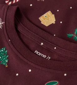 Børn Name It Nattøj - 2-Delt - NmnVismas - Burgundy/Xmas - AOP