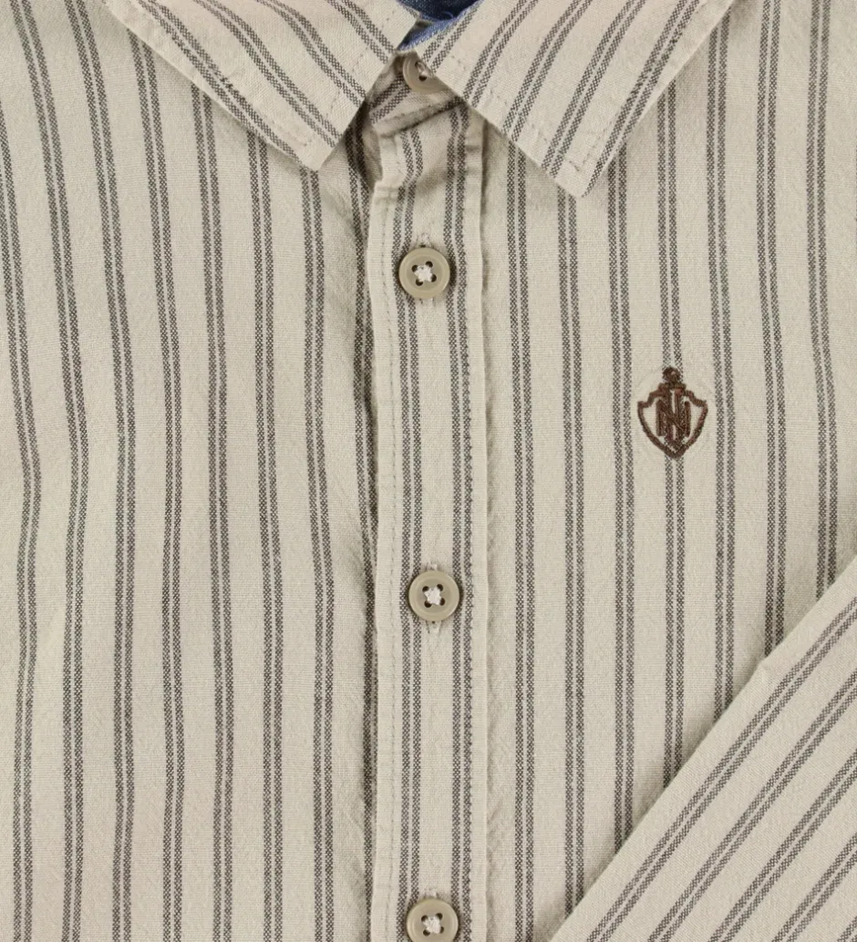 Børn Name It Skjorte - NmmRekid - Island Fossil/Thin Stripe