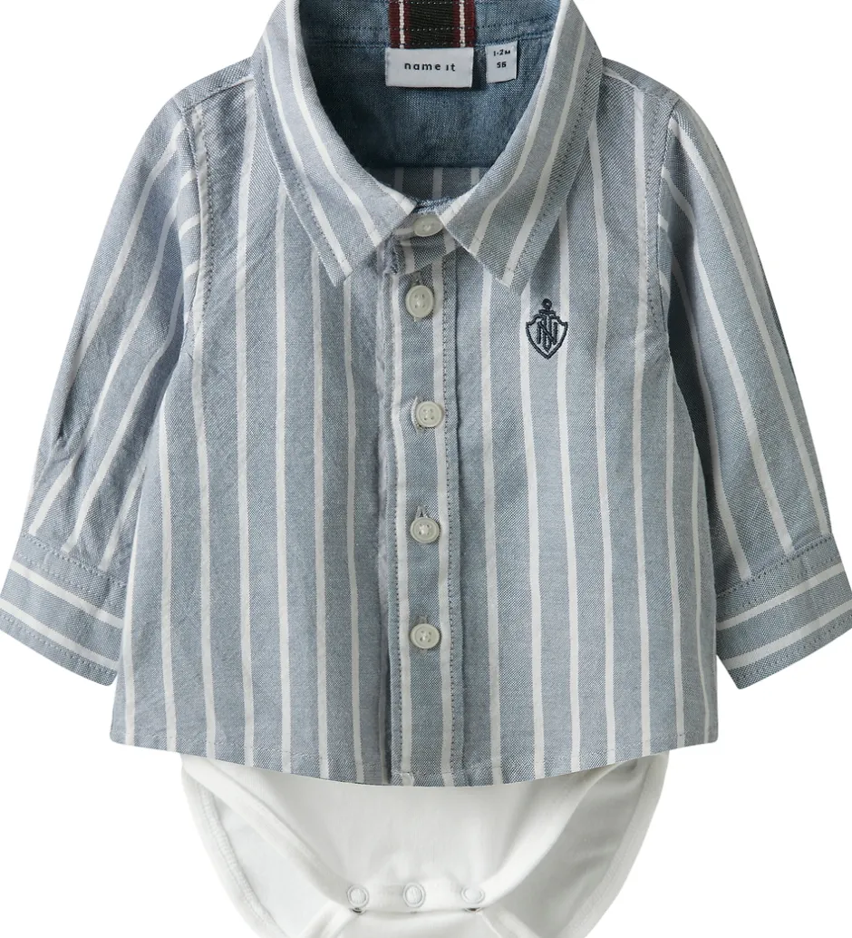 Børn Name It Skjortebody l/æ - NbmRekid - Flint Stone/Thin Stripe - B