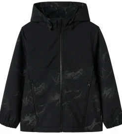 Børn Name It Softshell m. Fleece - NkmAlfa08 - Sort m. Refleksprint