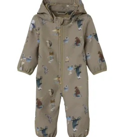 Softshell*Name It Softshelldragt m. Fleece - NbnAlfa08 - Silver Mink/GO