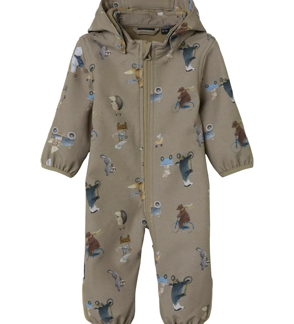 Softshell*Name It Softshelldragt m. Fleece - NbnAlfa08 - Silver Mink/GO