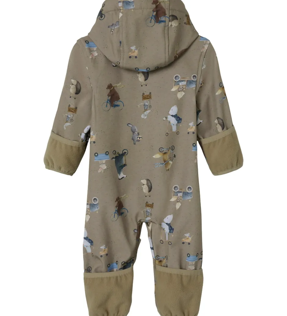 Softshell*Name It Softshelldragt m. Fleece - NbnAlfa08 - Silver Mink/GO