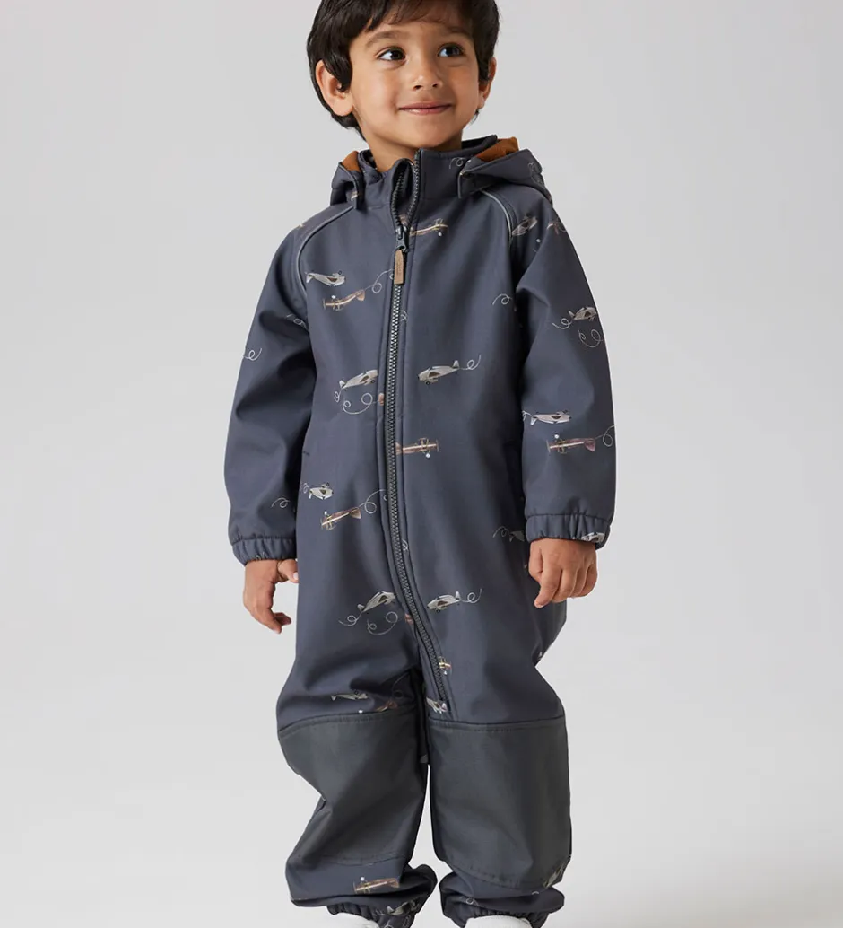 Softshell*Name It Softshelldragt m. Fleece - Noos - NmmAlfa08 - Grey Pinst