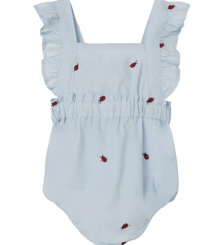 Sommerdragter*Name It Sommerdragt - NbfFerilla - Chambray Blue m. Mariehøner