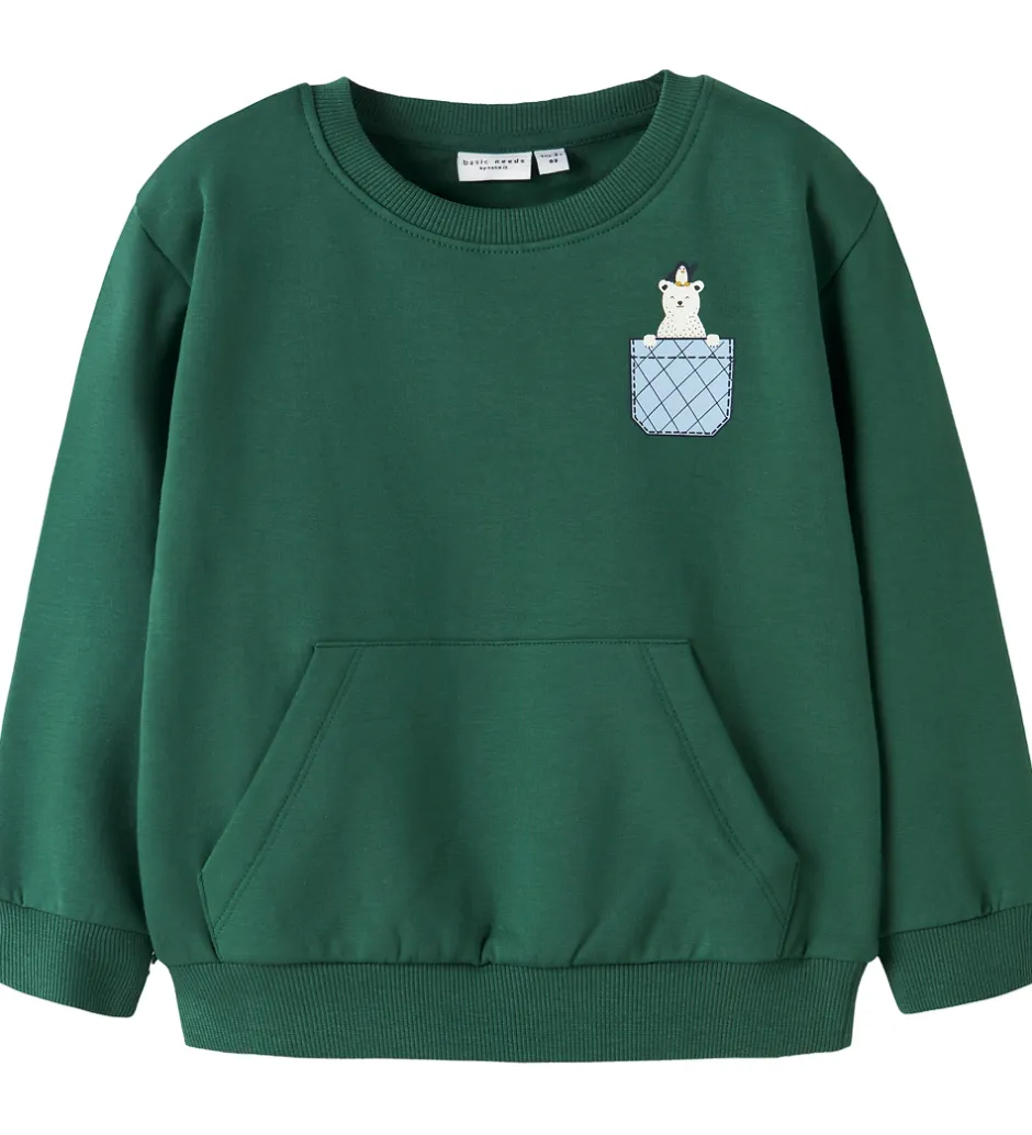 Sweatshirts*Name It Sweatshirt - NmmVugo - Bistro Green/Pocket Bear