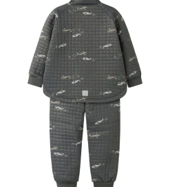 Børn Name It Termotøj m. Fleece - NmmMoon - Grey Pinstripe