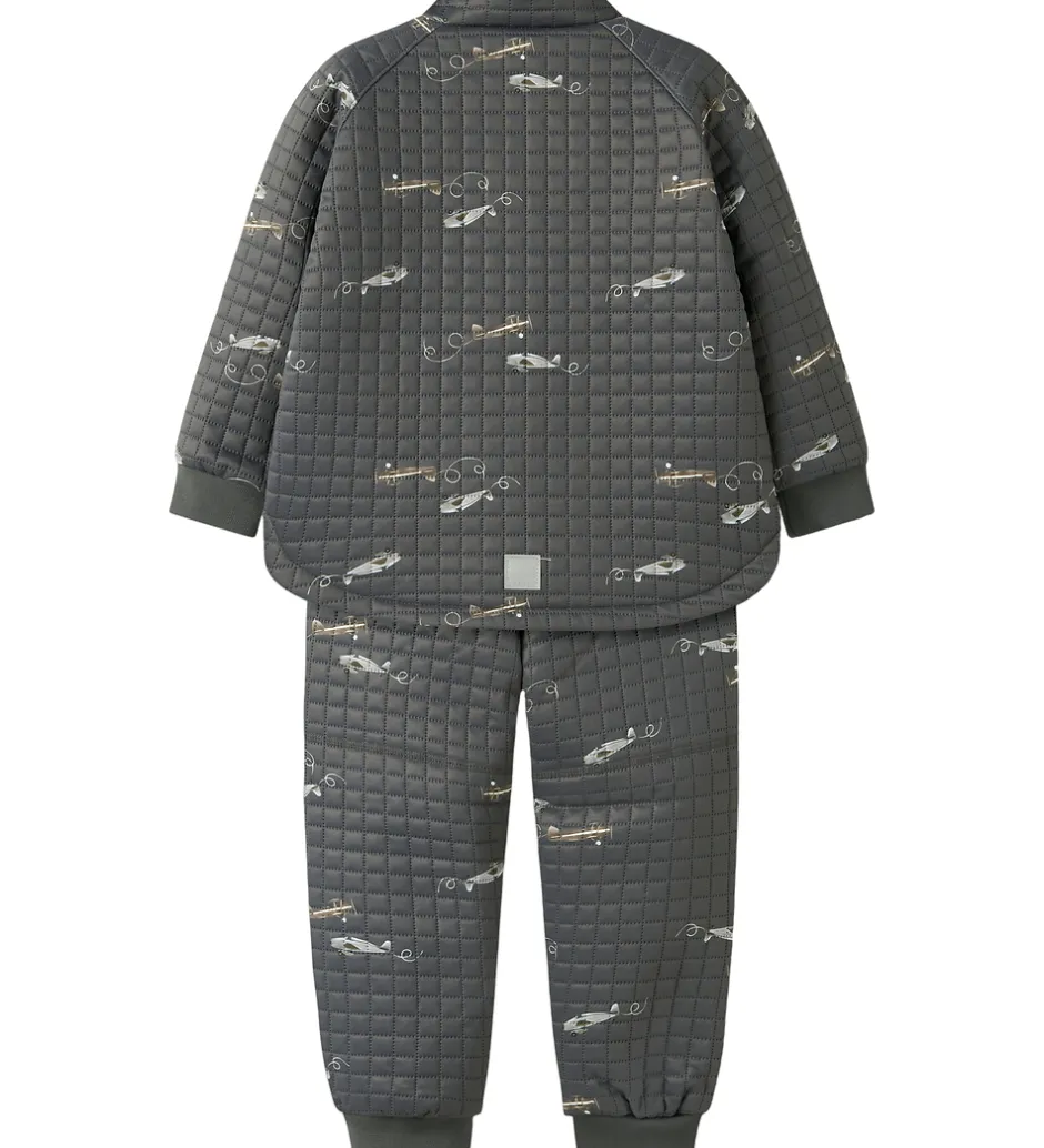 Børn Name It Termotøj m. Fleece - NmmMoon - Grey Pinstripe
