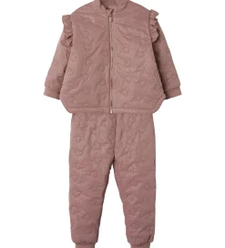 Børn Name It Termotøj m. Fleece - NmfMoon - Woodrose m. Glitter