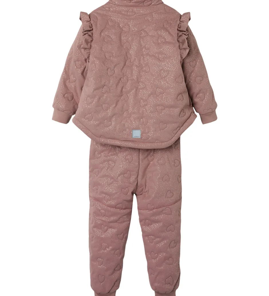 Børn Name It Termotøj m. Fleece - NmfMoon - Woodrose m. Glitter