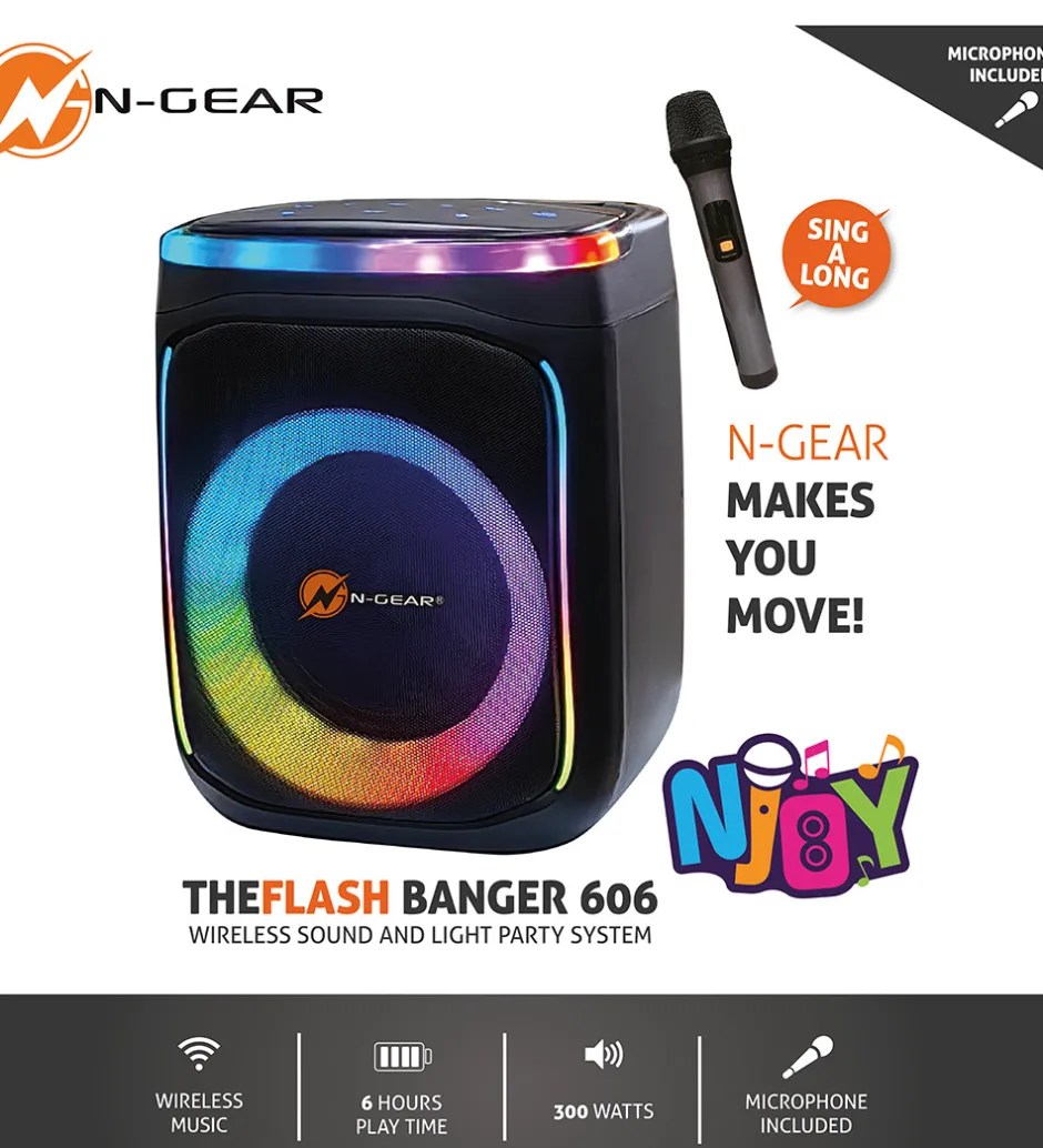 Højtalere*N-Gear Karaoke Højtalere - Wireless - The Flash Banger 606 - Sor