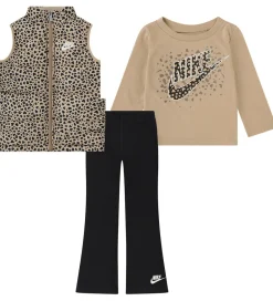 Børn Nike Sæt - Vest/Bukser/Bluse - Sort/Leopard