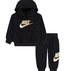 Børn Nike Sweatsæt - Club - Black/Metalic Gold