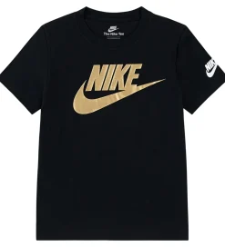 Børn Nike T-shirt - Futura evergreen - Black/Metallic Gold