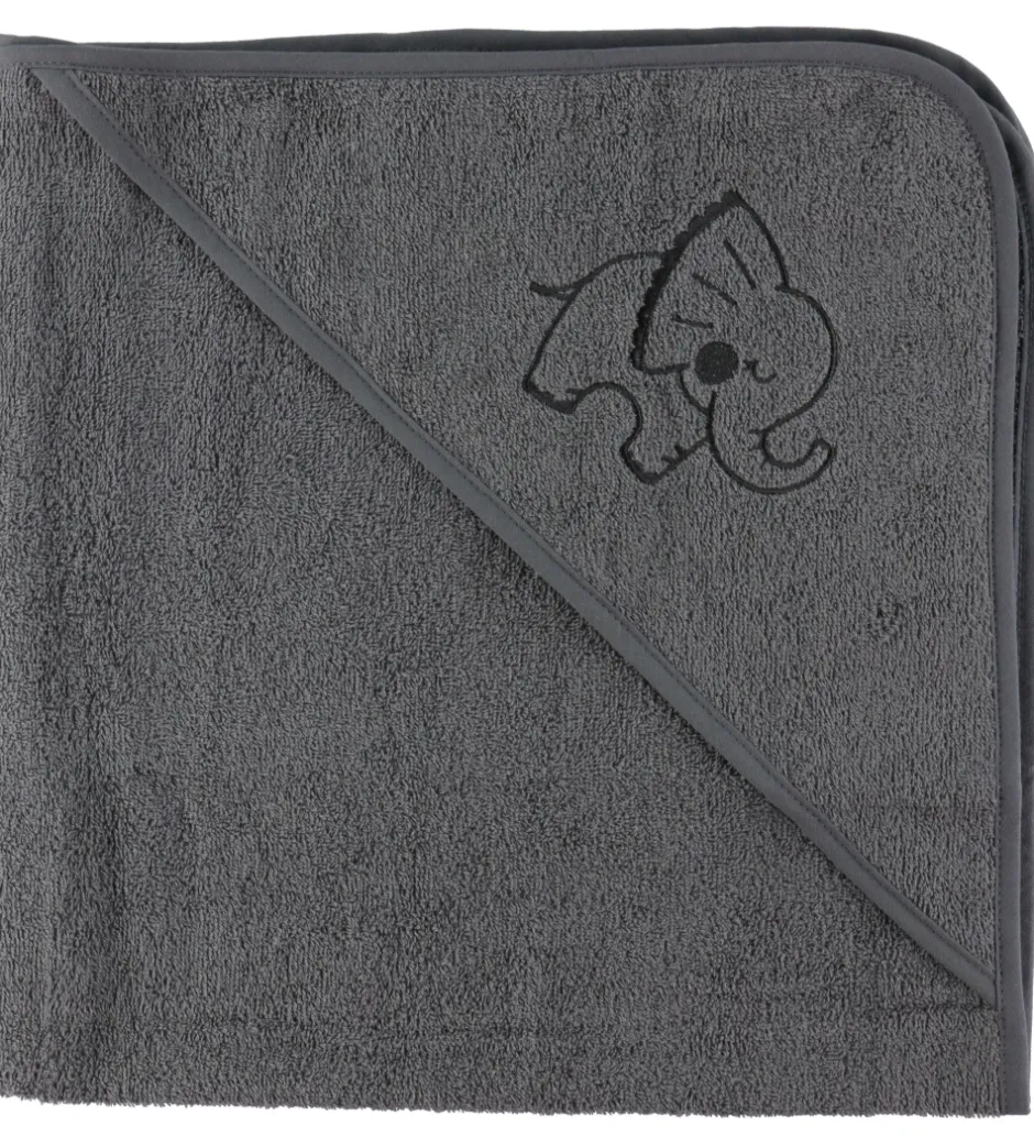Babyhåndklæde- Og Poncho|Håndklæder*Nørgaard Madsens Babyhåndklæde - 100x100 cm - Grå m. Elefant