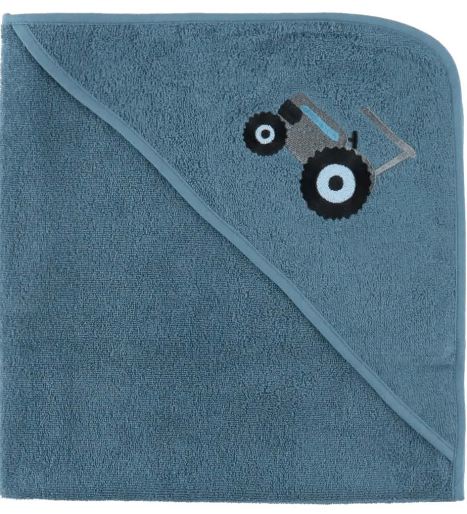 Babyhåndklæde- Og Poncho|Håndklæder*Nørgaard Madsens Babyhåndklæde - 100x100 cm - Middel Blue m. Tra