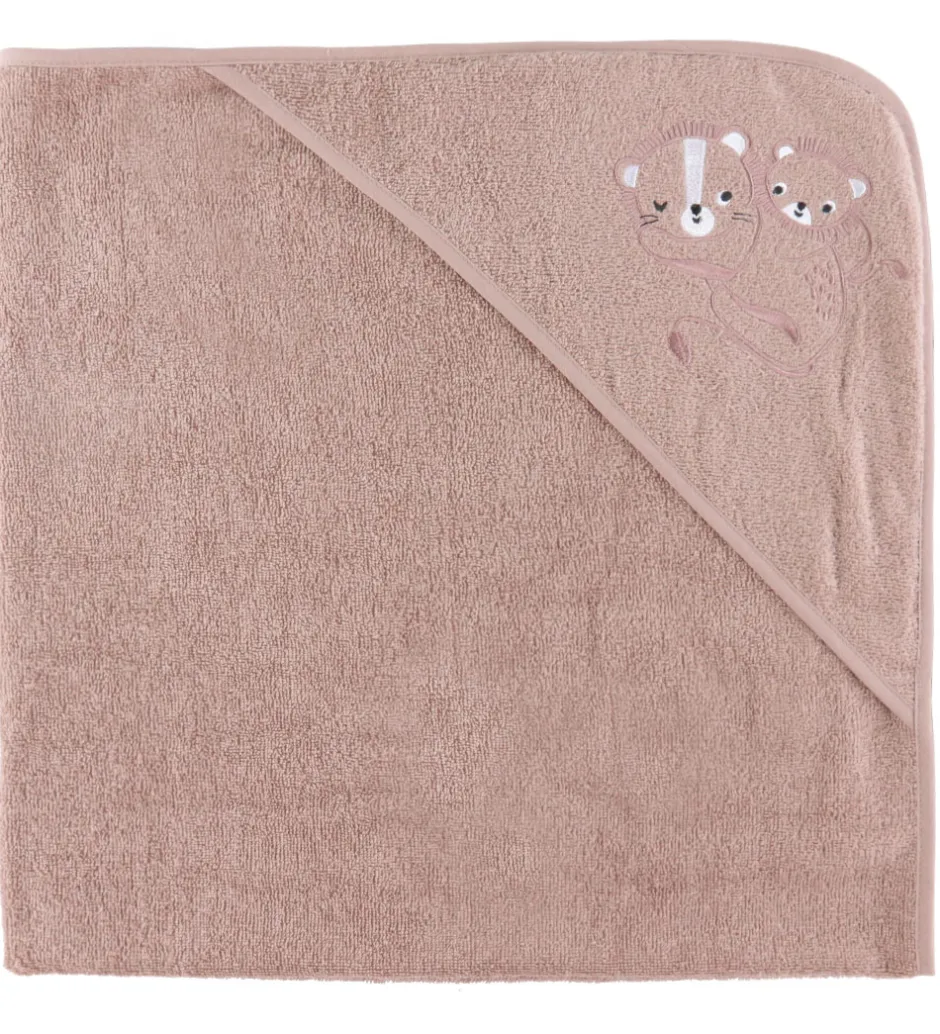 Nørgaard Madsens Babyhåndklæde - 100x100 cm - Mauve m. Løver
