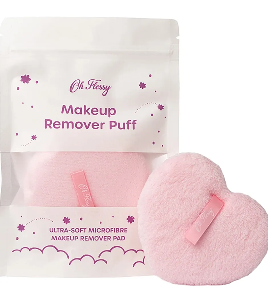 Sminke*Oh Flossy Makeupfjerner-pude - Hjerte - Rosa