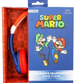 Høretelefoner*OTL Høretelefoner - Super Mario - Junior On-Ear - Mario - Rød/Bl