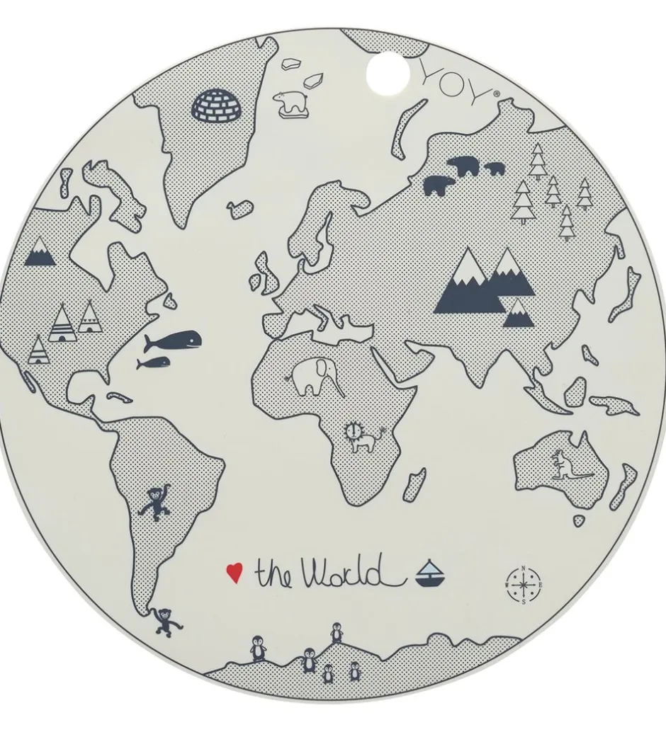 Dækkeservietter*OYOY Dækkeserviet - Silikone - World - Råhvid