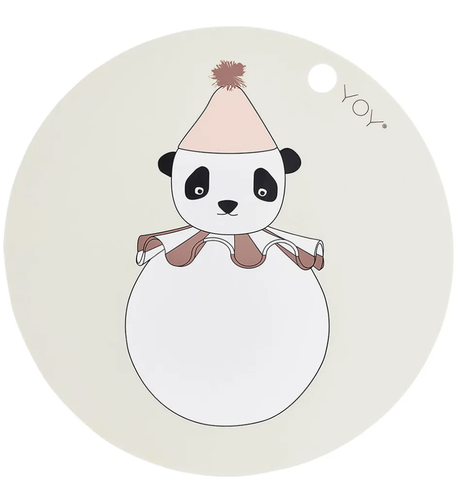 Dækkeservietter*OYOY Dækkeserviet - Silikone - Panda Pompom - Offwhite