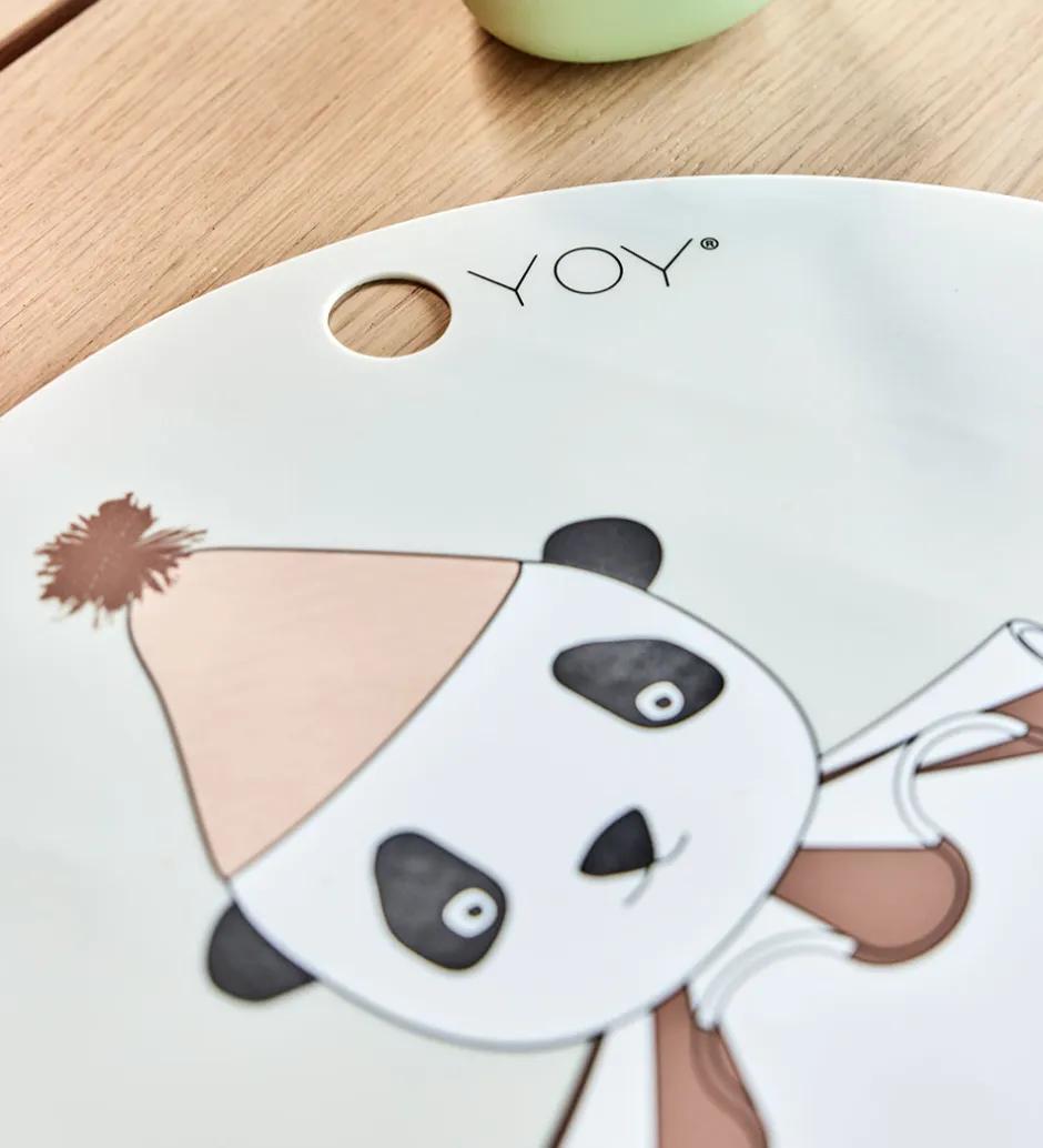 Dækkeservietter*OYOY Dækkeserviet - Silikone - Panda Pompom - Offwhite